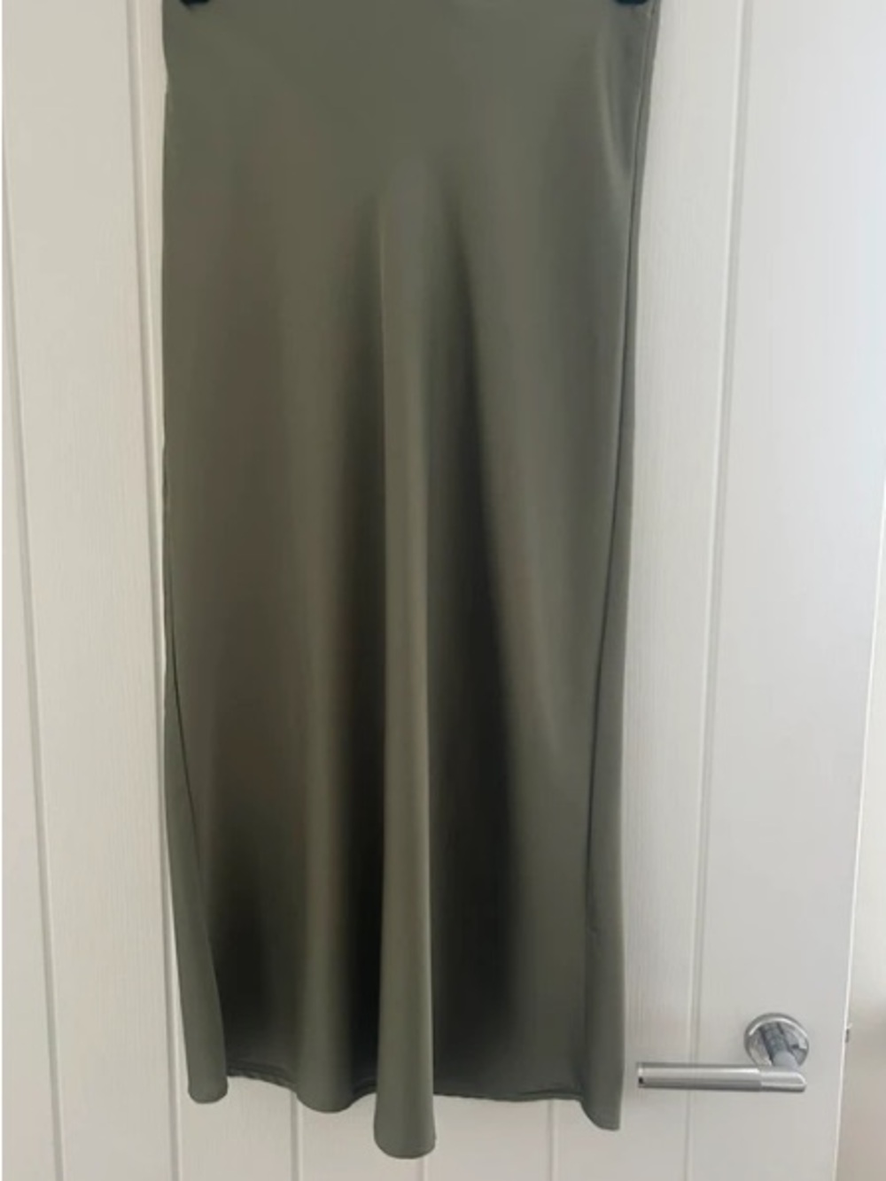 VILA Olive Green Satin Maxi Skirt